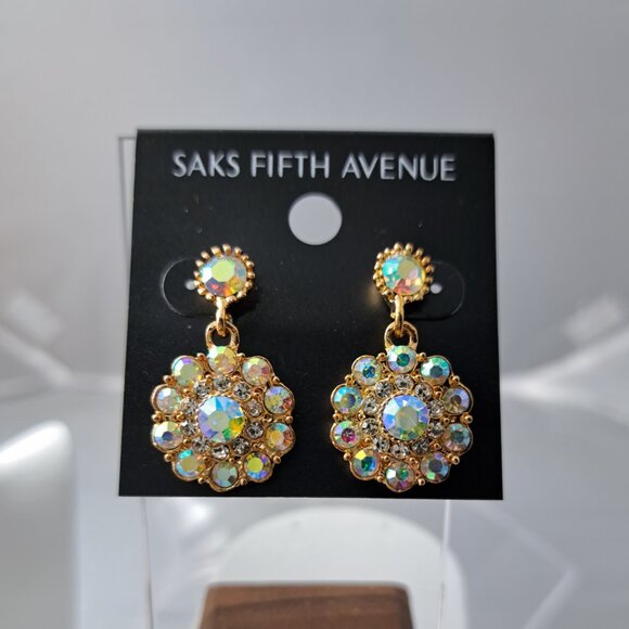 Saks Fifth Avenue AB Crystal Flower Earrings - Picture 4 of 7